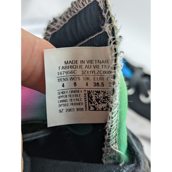 Converse Not A Chuck High Top Sneakers  Womans Size 6 Black Neon Logo Rainbow - Picture 6 of 7